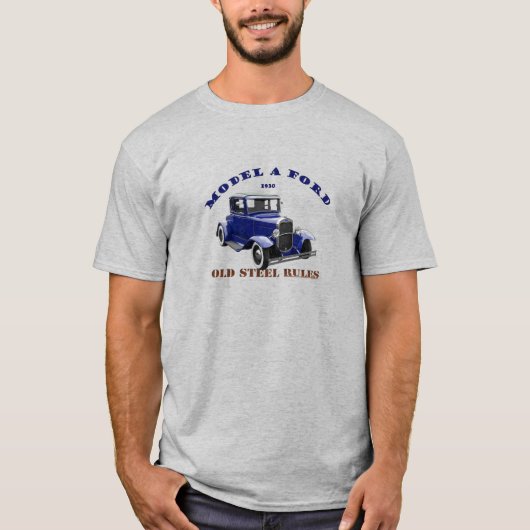 1930 Model A Hotrod. Blauer Hotrod. Rot 30 A. T-Shirt (Vorderseite)
