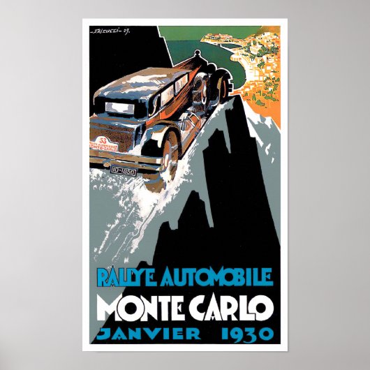 1930 Monte Carlo Kundgebung Vintages Rennposter Poster (Vorne)