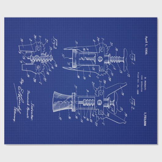 1930 Patent für Korkextraktoren Geschenkpapier (Flach)