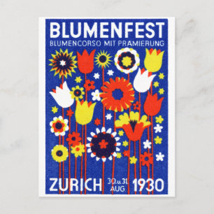 1930 Schweizer Blumen Ausstellung Postkarte