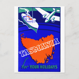 1930 Tasmanien Reiseplakat Postkarte
