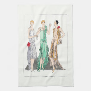1930 Vintage Damen in Abendkleidern Geschirrtuch