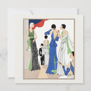 1930 Vintage Damen in Abendkleidern Karte