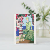 1930 Vintage Frauen in Tageskleider Postkarte (Stehend Vorderseite)
