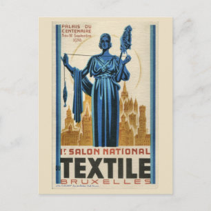 1930er Art Deco Brüsseler erste Textilmesse Postkarte