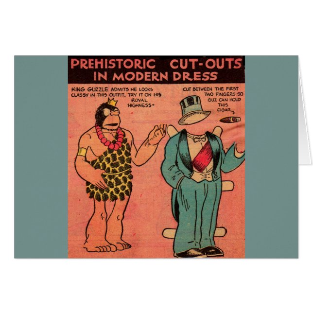 1930er Comic Höhle Mann Papierpuppe King Guzzle (Vorderseite (Horizontal))
