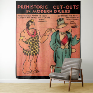 1930er Comic Höhle Mann Papierpuppe King Guzzle Wandteppich