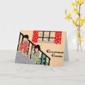 1930er Deko Weihnachtsmann Karte (Gelbe Blume)