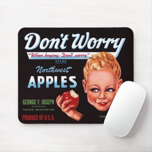 1930er Don’t Worry Markenäpfel Obstkiste Etikett Mousepad (Mit Mouse)