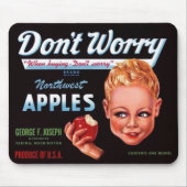 1930er Don’t Worry Markenäpfel Obstkiste Etikett Mousepad (Vorne)