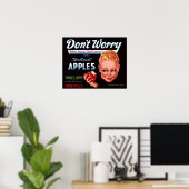 1930er Don’t Worry Markenäpfel Obstkiste Etikett Poster (Heimbüro)