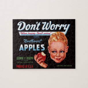 1930er Don’t Worry Markenäpfel Obstkiste Etikett Puzzle