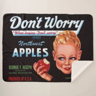 1930er Don’t Worry Markenäpfel Obstkiste Etikett Sherpadecke