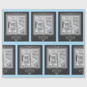 1930er Geschenke für Baby Store Window Black Blue Geschenkpapier (Flach)