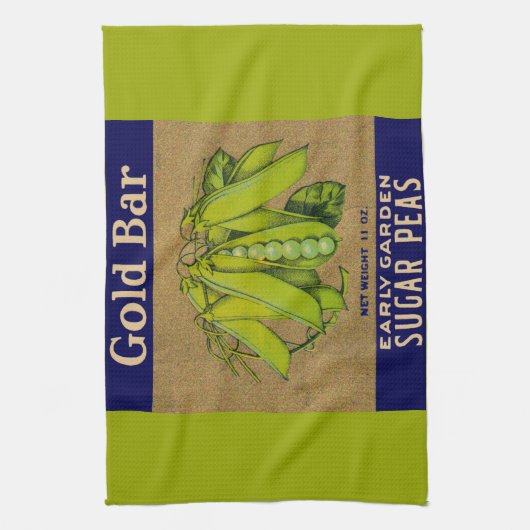 1930er Gold Bar zucker Erbsen kann etikettiert wer Geschirrtuch (Vertikal)