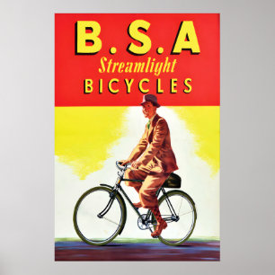 1930er Jahre britisches Fahrrad-Werbeplakat BSA Poster