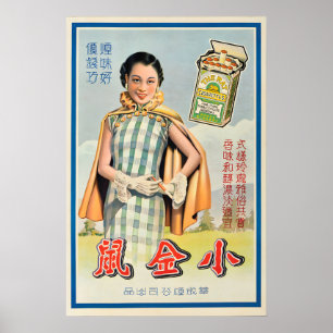 1930er Jahre Chinesisches Ratten-Zigaretten-Werbep Poster