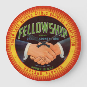 1930er Jahre Fellowship Orange County Citrus Etike Große Wanduhr