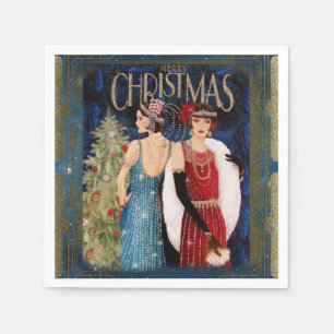 1930er Jahre Ladys Christmas Art Serviette