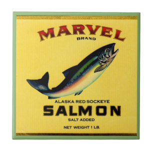 1930er Jahre Marvel Lachs kann etikettieren Fliese