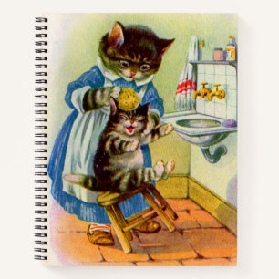 1930er Kitty-Mama wäscht ihr Kätzchen Notizblock