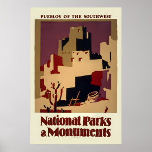 1930er Pueblos Nationalparks & Denkmäler Vintage Poster