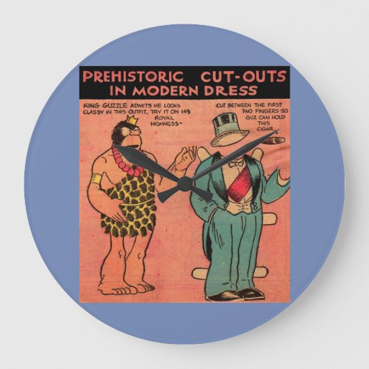 1930s comics cave man paper doll King Guzzle Große Wanduhr (Vorderseite)