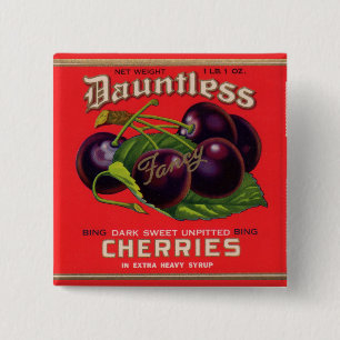 1930s Dauntless Cherries in Heavy Syrup can label Button