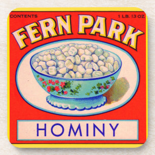 1930s Fern Park hominy grits label Getränkeuntersetzer