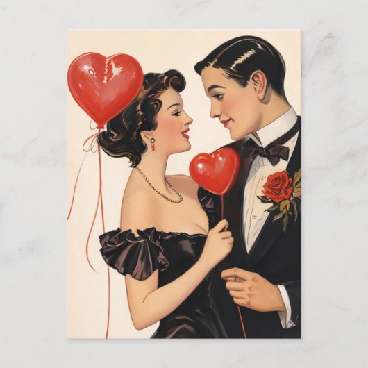 1930s Vintage Valentine Postcard – Romantic Art  Postkarte (Vorderseite)