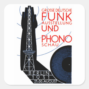 1931 Deutsche Funk- und Musikausstellung Quadratischer Aufkleber