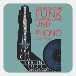 1931 Deutsche Funk- und Musikausstellung Quadratischer Aufkleber
