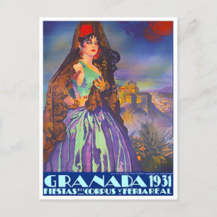 1931 Feria de Granada Vintage-Reise Postkarte