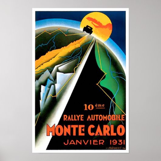 1931 Monte Carlo Kundgebung Vintages Rennposter Poster (Vorne)