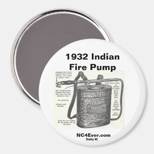 1932 Indischer Feuerpumpenmagnet Magnet (Vorderseite/Rückseite)