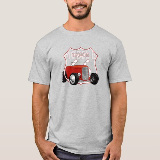 1932 Modell B Hotrod.
Roter Hotrod. Route 66. T-Shirt (Vorderseite)