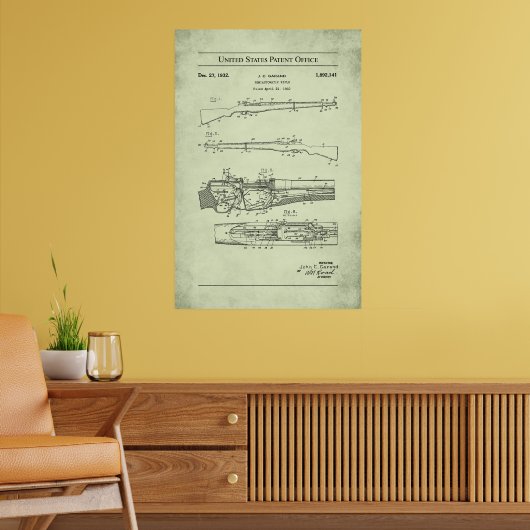 1932 US-Patent 1892141 - M1 Garand Rifle Poster (Wohnzimmer 2)