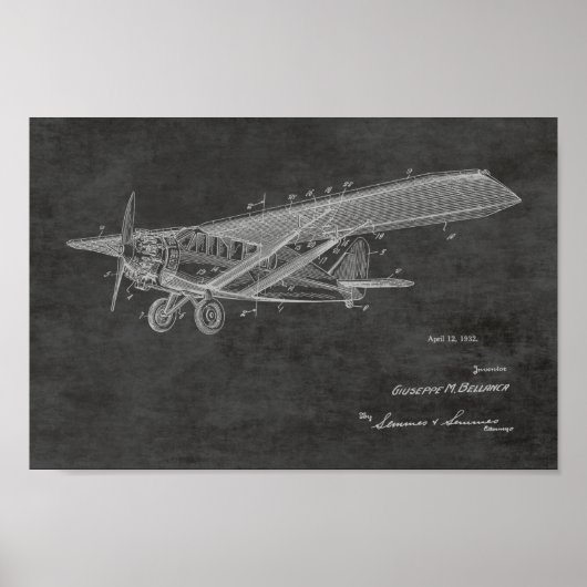 1932 Vintage Flugzeugpatentkunst Zeichnend Druck Poster (Vorne)