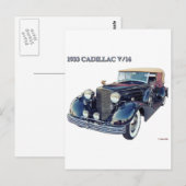 1933 CADILLAC V/16 #2 POSTKARTE (Vorne/Hinten)