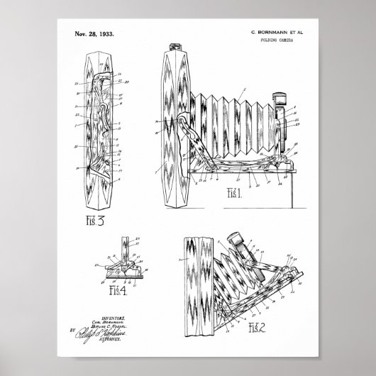 1933 Faltkamera Patent Art Zeichnend Druck Poster (Vorne)