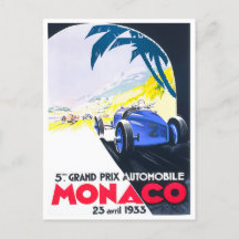 1933 Grand Prix von Monaco Vintager Rennsport Post