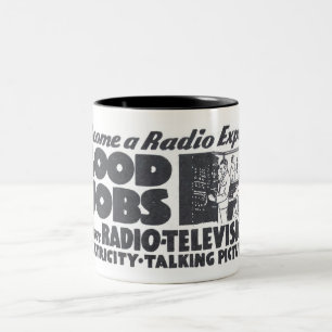 1933 LEARNEN SIE FUNK-ELEKTRIZITÄT WERBUNG ZWEIFARBIGE TASSE