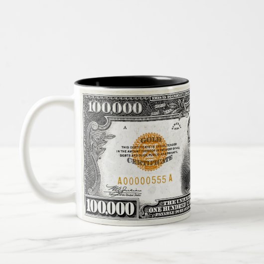 1934 100 tausend Dollar Goldzertifikat-Tassen- Zweifarbige Tasse (Links)