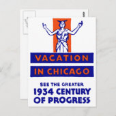 1934 Chicago Century of Progress Postkarte (Vorne/Hinten)