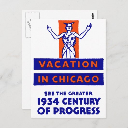 1934 Chicago Century of Progress Postkarte (Vorne/Hinten)