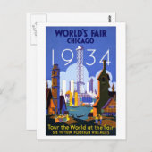 1934 Chicago World's Fair Postkarte (Vorne/Hinten)