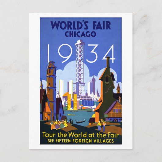 1934 Chicago World's Fair Postkarte (Vorderseite)
