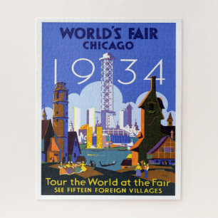 1934 Chicago World's Fair Travel Advertisement Puzzle