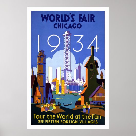 1934 Chicago World's Fair Vintage Travel Poster (Vorne)