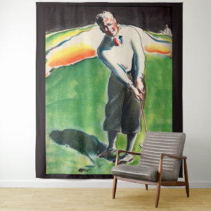 1934 Golf spielender Druck Wandteppich